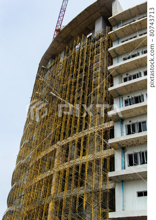 scaffolding on a construction site. scaffolding on a construction site. 80743713