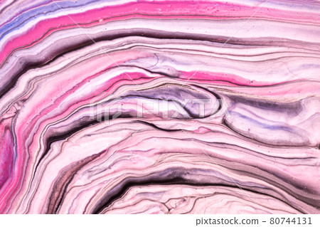 Abstract fluid art background light pink and purple colors. Liquid marble. Acrylic painting with lilac gradient. 80744131