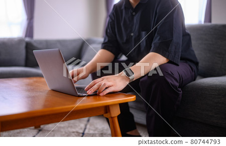 Men during telework 80744793