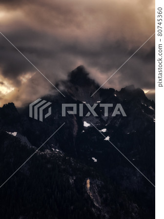 Aerial View from Airplane of a Valley in Canadian Mountain Landscape. 80745360