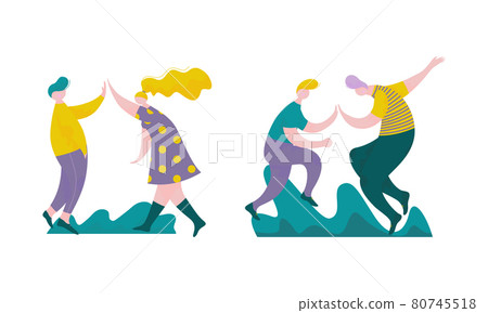 People Character Giving High Five Interacting with Each Other Vector Set People Character Giving High Five Interacting with Each Other Vector Set 80745518