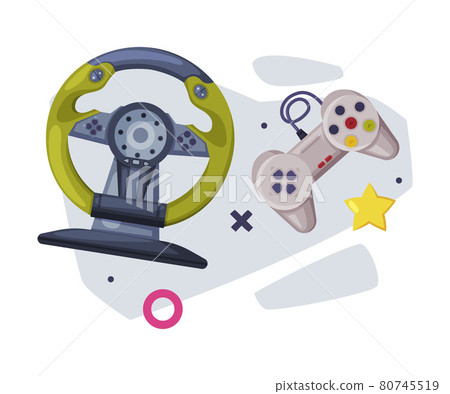 Game Joysticks, Gamepads Controllers, Video Game Players Consoles Set Cartoon Vector Illustration Game Joysticks, Gamepads Controllers, Video Game Players Consoles Set Cartoon Vector Illustration 80745519