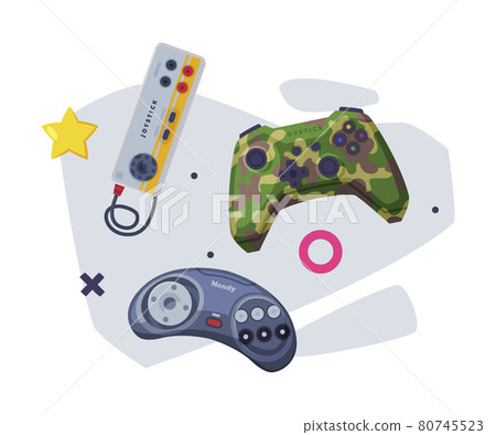 Game Joysticks Set, Retro Gamepads Controller Consoles Vector Illustration on White Background Game Joysticks Set, Retro Gamepads Controller Consoles Vector Illustration on White Background 80745523