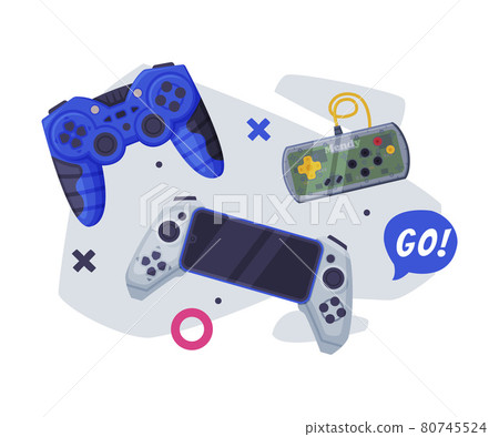 Game Joysticks, Modern And Retro Gamepad Controller Consoles Set Vector Illustration Game Joysticks, Modern And Retro Gamepad Controller Consoles Set Vector Illustration 80745524