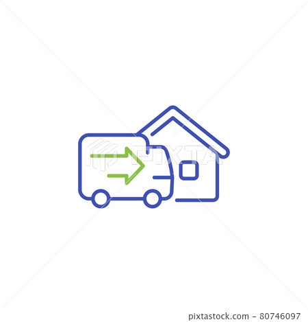 Home delivery line icon on white 80746097
