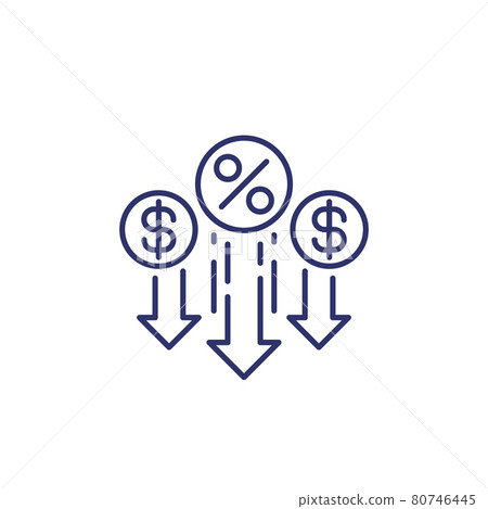 percent down, decrease line icon - Stock Illustration [80746445] - PIXTA