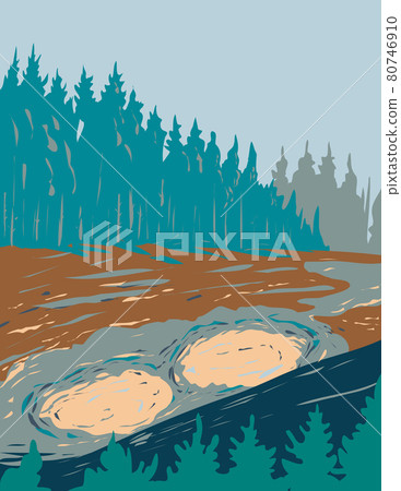 Mud Volcano a Major Geyser Area on the East Half of in Yellowstone National Park Teton County Wyoming USA WPA Poster Art Mud Volcano a Major Geyser Area on the East Half of in Yellowstone National Park Teton County Wyoming USA WPA Poster Art 80746910