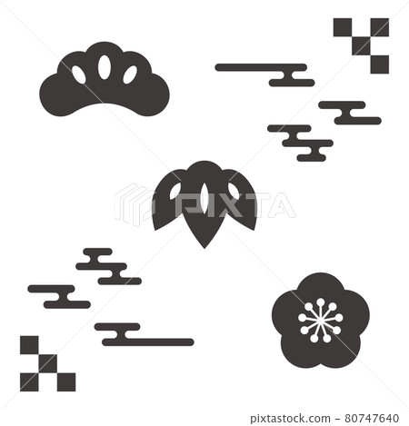 簡單剪影松竹梅和日本治療的插圖集 簡單剪影松竹梅和日本治療的插圖集 80747640