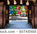 Looking at the hall of worship from the tower gate of Masumida Shrine in Ichinomiya, Owari Province Tanabata decoration (Tanabata Festival) version 80748988