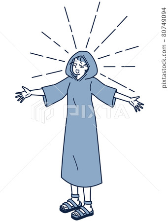 Comfortable female isometric wearing a poncho Comfortable female isometric wearing a poncho 80749094