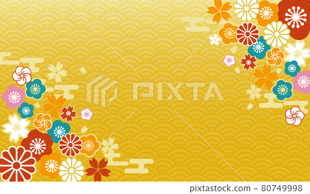 Japanese pattern New Year's card material frame background vector illustration material / Japanese style / burner / New Year / poster 80749998
