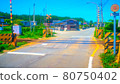 Country roads and railroad crossings Anime-style processing 80750402