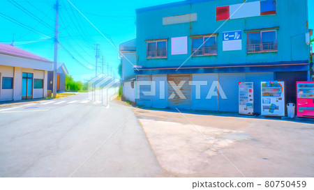 A lonely station square store in the countryside 80750459