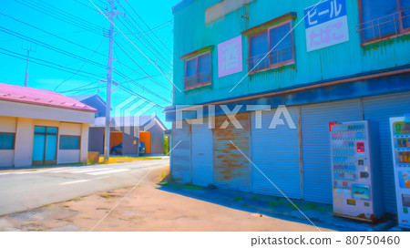 A lonely station square store in the countryside 80750460