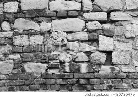 Panorama stone wall for background design. Vintage of stone backdrop. Natural stone wall textured background. High quality photo 80750479