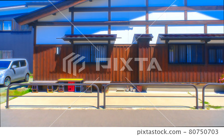 Wood and plaster building animation style processing Wood and plaster building animation style processing 80750703