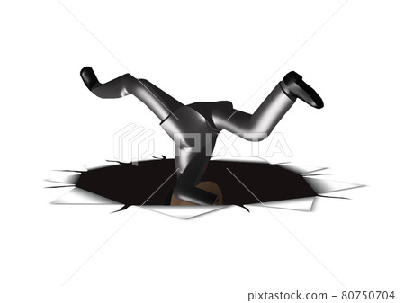 Illustration of a businessman falling into a hole 80750704