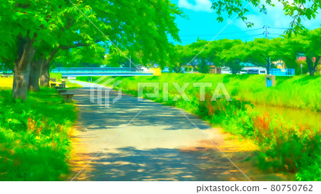 Riverside promenade animation style processing Riverside promenade animation style processing 80750762