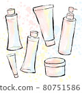 水彩風格時尚護膚基礎化妝品插圖 80751586