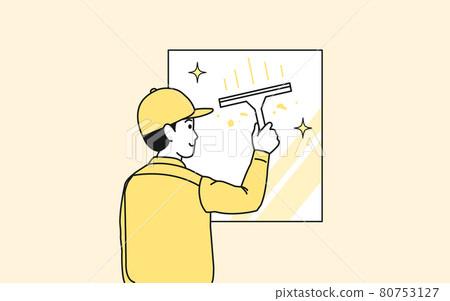 保洁公司 保洁人員 建築男 刮水器男雨刷 插圖素材 80753127