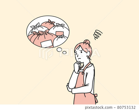 為大量垃圾煩惱的主婦 女性垃圾 垃圾的處理 垃圾收集的麻煩 插圖素材 為大量垃圾煩惱的主婦 女性垃圾 垃圾的處理 垃圾收集的麻煩 插圖素材 80753132