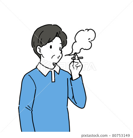 Illustration of a senior man smoking a cigarette Illustration of a senior man smoking a cigarette 80753149
