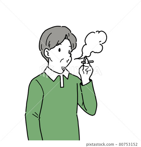 一位老人抽著煙的插圖 一位老人抽著煙的插圖 80753152