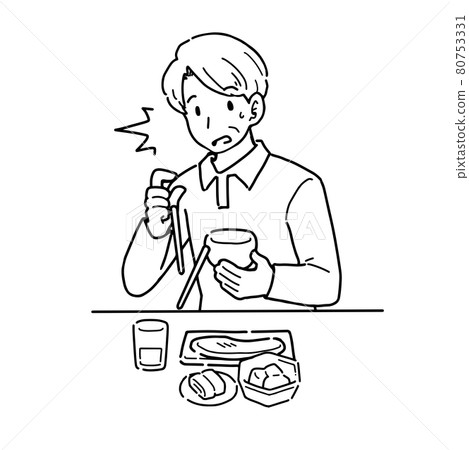 一個人因為四肢不強壯而掉筷子的插圖 一個人因為四肢不強壯而掉筷子的插圖 80753331