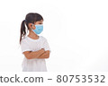Asian little child girl wearing respirator mask to protect coronavirus outbreak 80753532