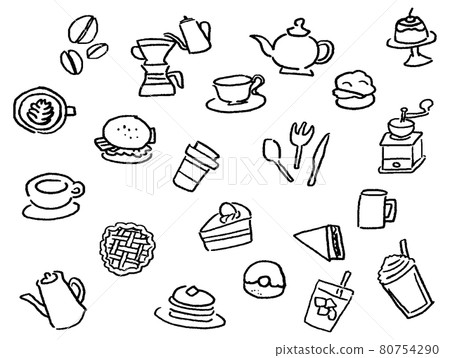 Cafe line drawing icon set 80754290