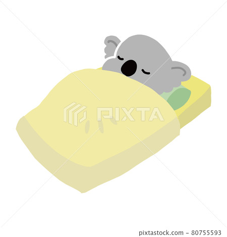 Illustration of a koala sleeping in bed Illustration of a koala sleeping in bed 80755593
