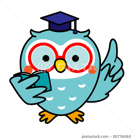 貓頭鷹貓頭鷹可愛老師眼鏡插畫素材 貓頭鷹貓頭鷹可愛老師眼鏡插畫素材 80756068