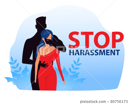 woman with stop harassment and abuse no sexual violence concept vector illustration 80756173