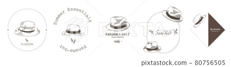 Panama hat logo set hand drawn style illustration Panama hat logo set hand drawn style illustration 80756505