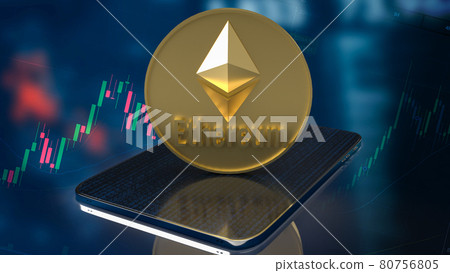 ethereum coin on tablet  for  cryptocurrency concept 3d rendering. 80756805
