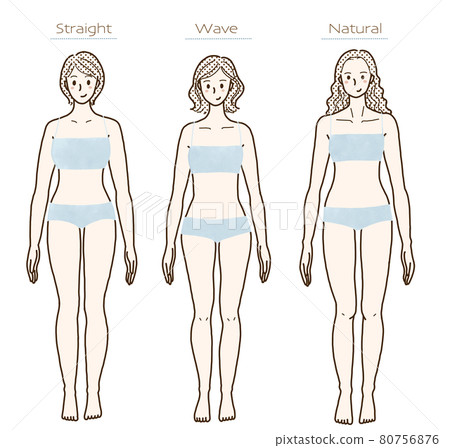 Female illustration of skeletal diagnosis (straight wave natural) (front) 80756876