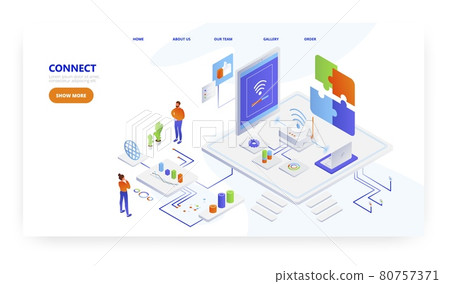Connect, landing page design, website banner... - Stock Illustration ...