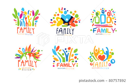 Colorful Family Label or Emblem Original Design Vector Set Colorful Family Label or Emblem Original Design Vector Set 80757892