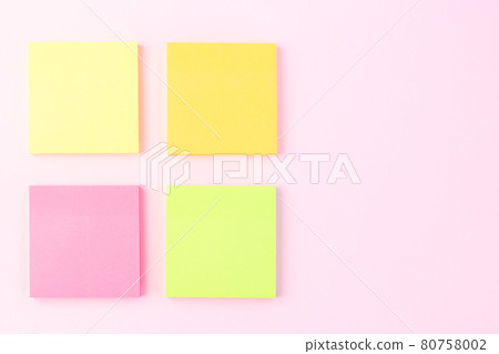 Colorful paper notes on pink background, horizontal, copy space Colorful paper notes on pink background, horizontal, copy space 80758002