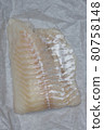 Cod fillet on white paper 80758148