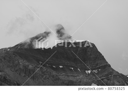 Peak of Mount Oldehore on a fogy day. Peak of Mount Oldehore on a fogy day. 80758325