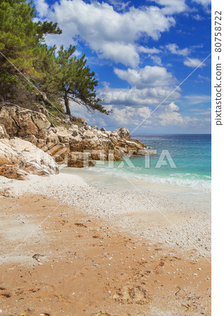 Marble beach bay, Thassos Islands, Greece 80758722