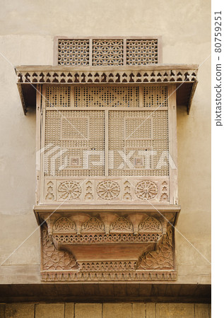 traditional carved wood window in cairo egypt 80759251