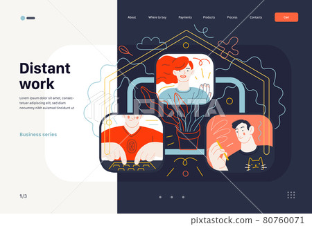 Business topics - distant work, web template. Modern flat vector Business topics - distant work, web template. Modern flat vector 80760071