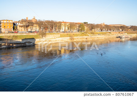 apartment houses along Ticino riverin Pavia apartment houses along Ticino riverin Pavia 80761067