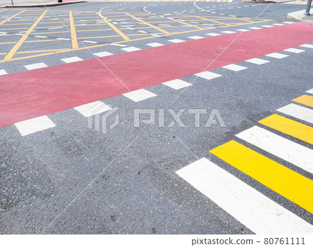surface of urban road with various road markings surface of urban road with various road markings 80761111