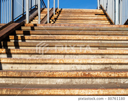 view of outdoor rusty stairs in sunny day view of outdoor rusty stairs in sunny day 80761180