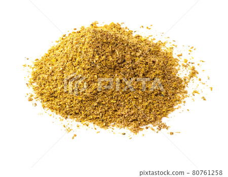 pile of spice mix khmeli suneli closeup on white 80761258