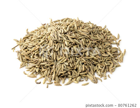pile of anise seeds closeup on white pile of anise seeds closeup on white 80761262