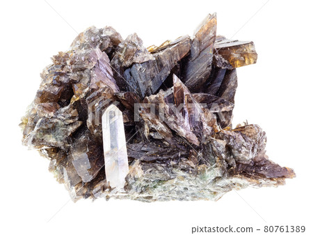 rough brown Axinite crystals on white 80761389